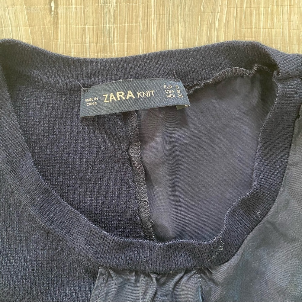 ⭐️3/$25 Zara Navy Asymmetric Knit Sleeveless Tank Sz S - Picture 3 of 8